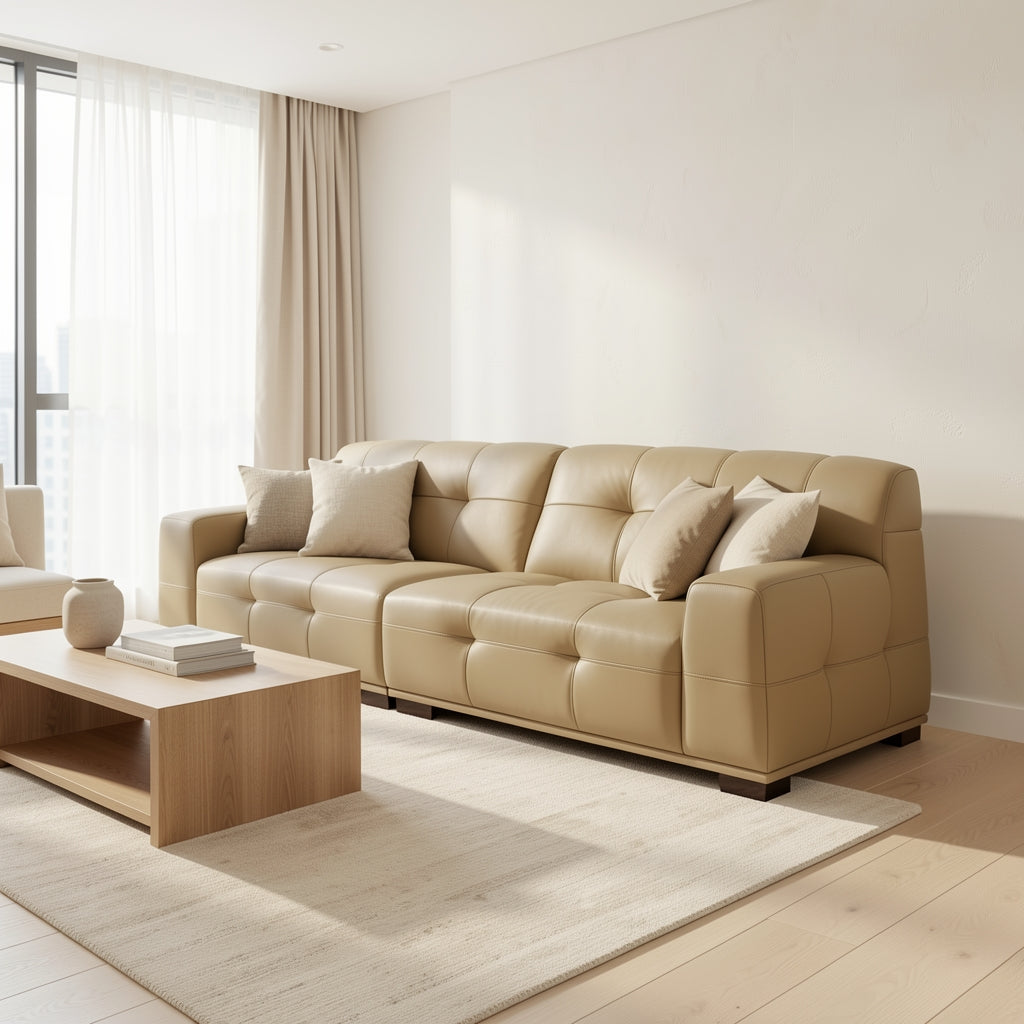 Quilted Sofa (GD72) in soft oak daylight