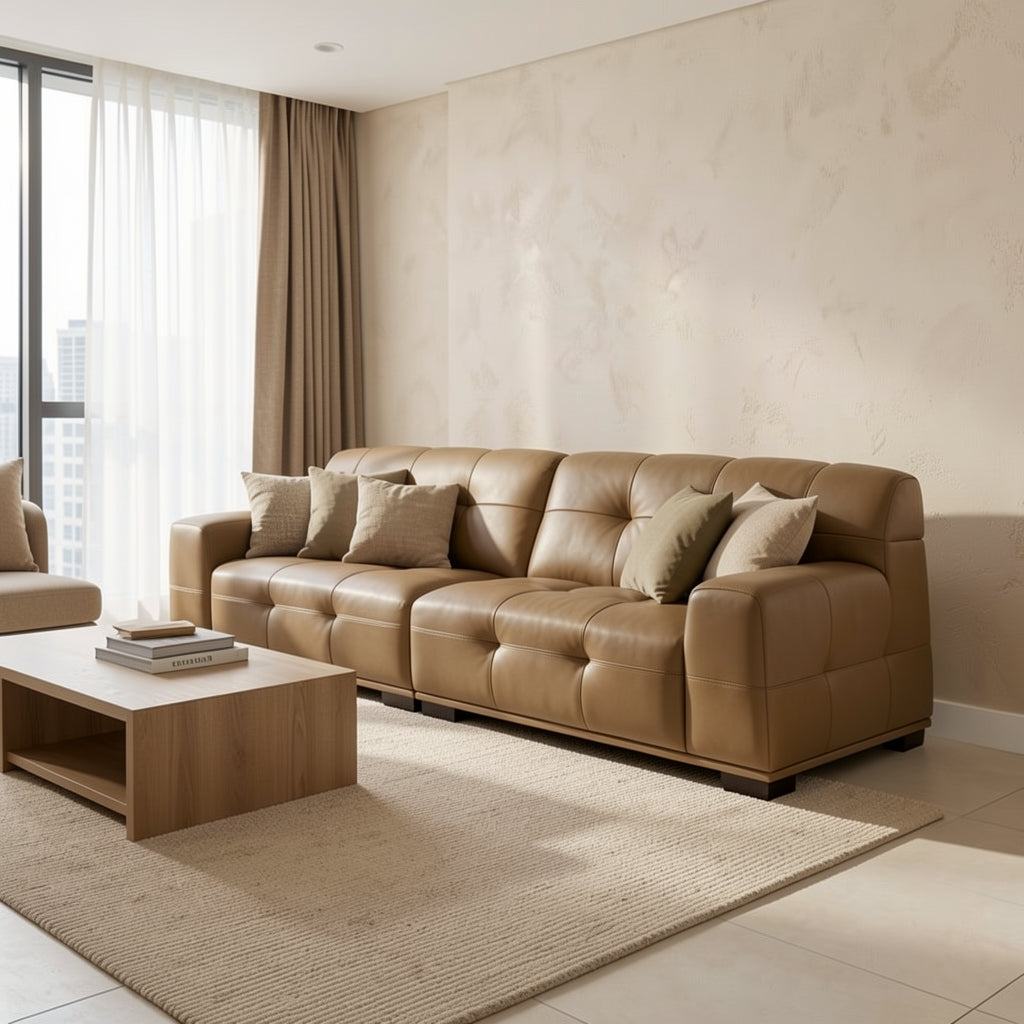 Quilted Sofa (GD72) in tonal taupe cocoon