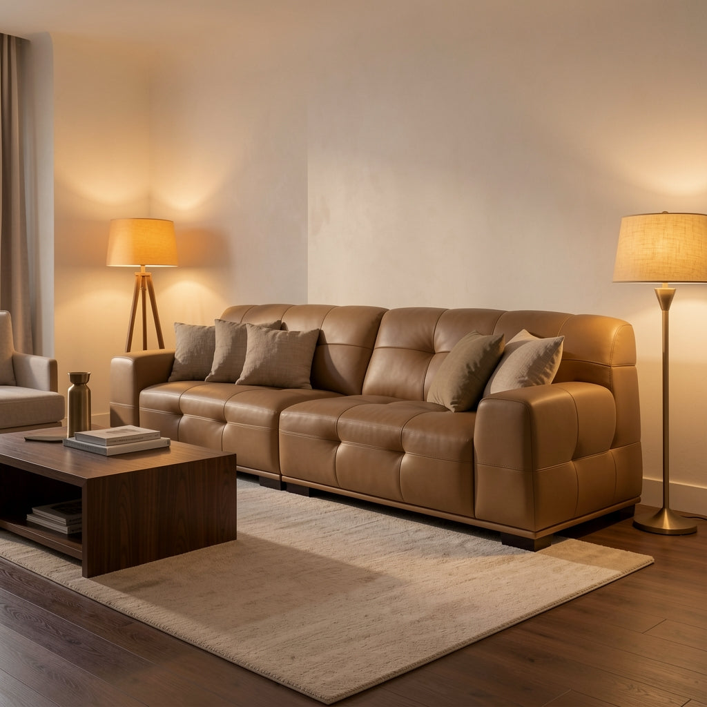 Quilted Sofa (GD72) in warm evening walnut