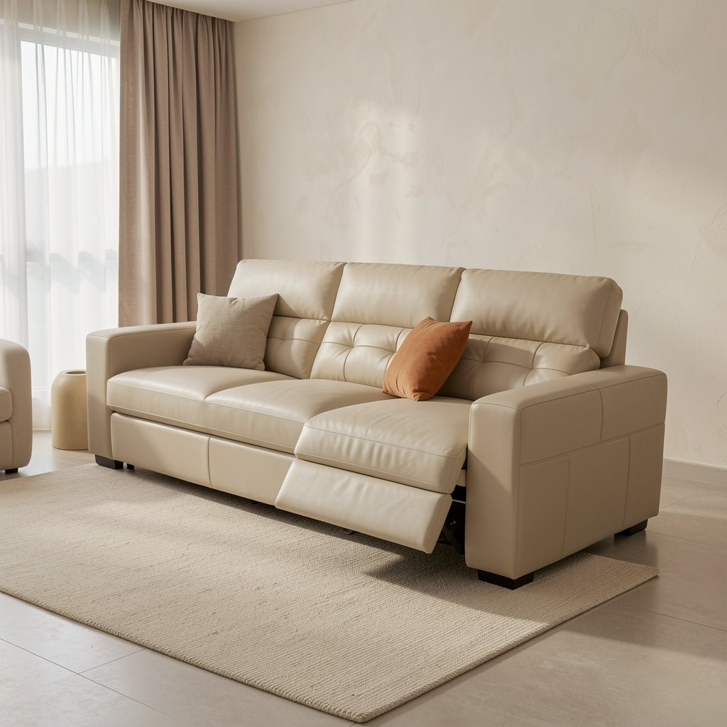 Beige Power Reclining Sofa (DYFQ2713) in tonal taupe cocoon