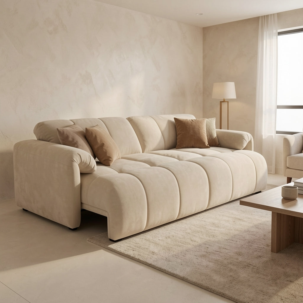 Mustard Yellow Sofa (DYYF1096) in tonal taupe cocoon