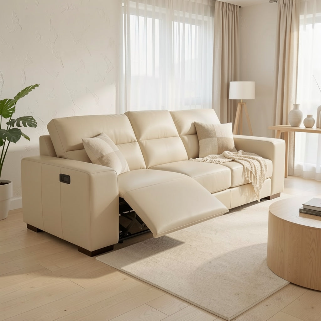White Power Reclining Sofa (DYYF386) in soft oak daylight