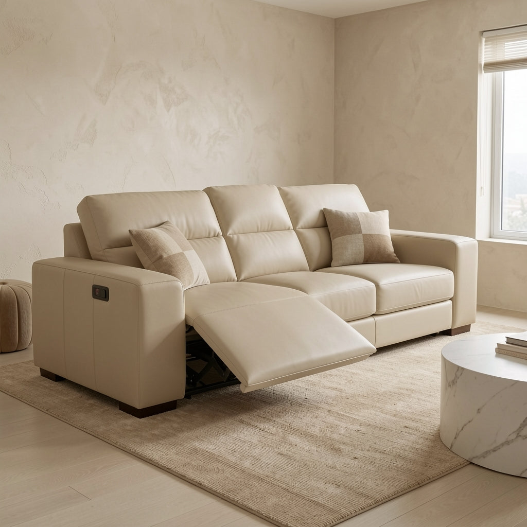 White Power Reclining Sofa (DYYF386) in tonal taupe cocoon