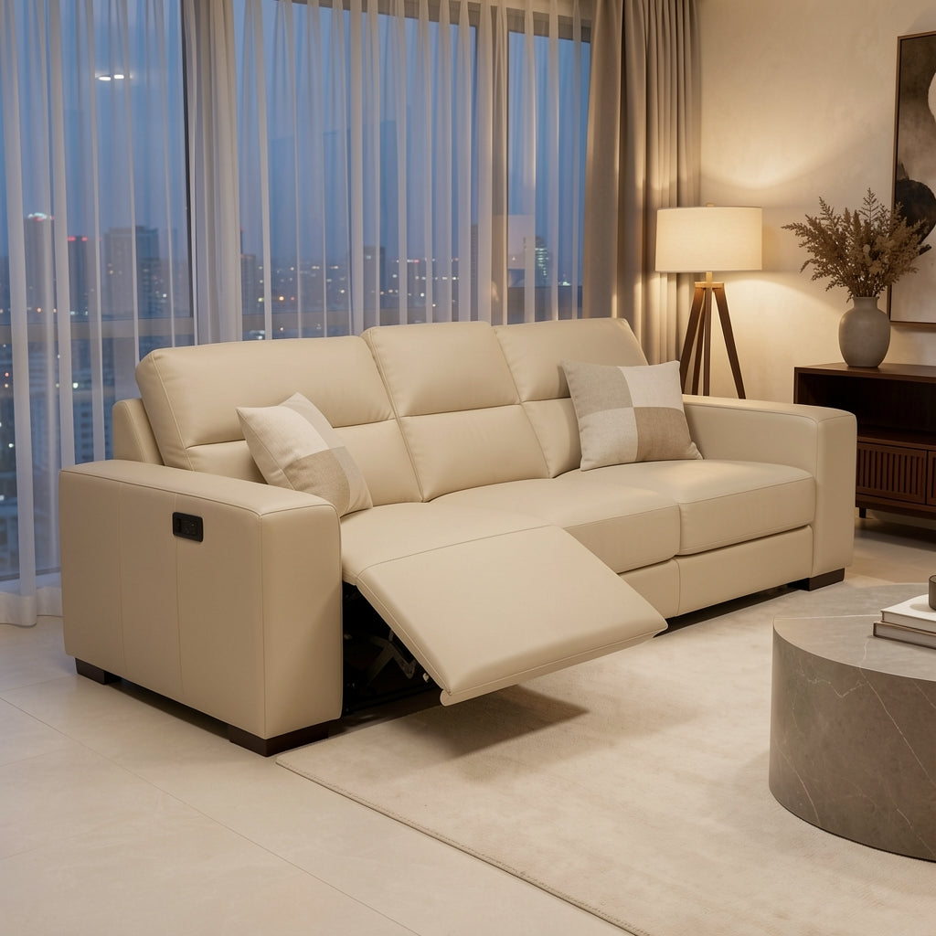 White Power Reclining Sofa (DYYF386) in urban dusk