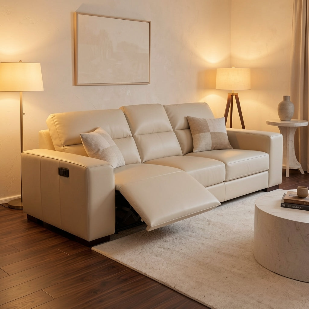 White Power Reclining Sofa (DYYF386) in warm evening walnut