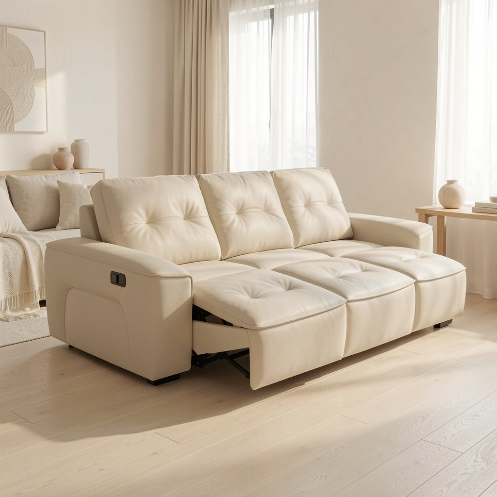 Black Power Reclining Sofa (黑金刚拉床) in soft oak daylight