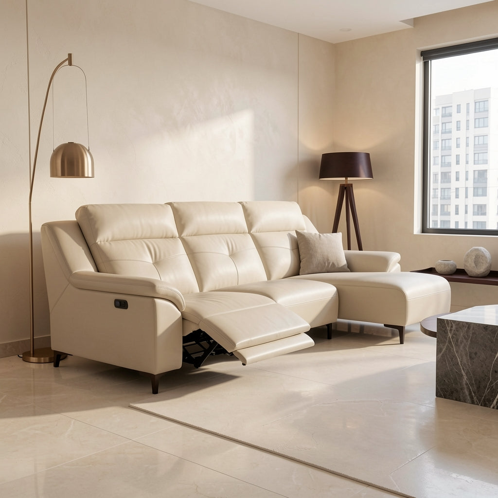 Beige Power Reclining Sofa (GD103) in marble bronze