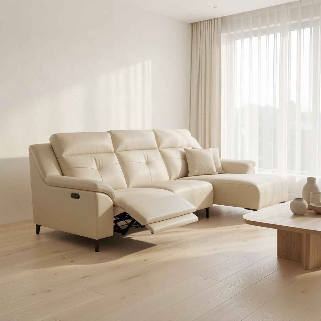 Beige Power Reclining Sofa (GD103) in soft oak daylight