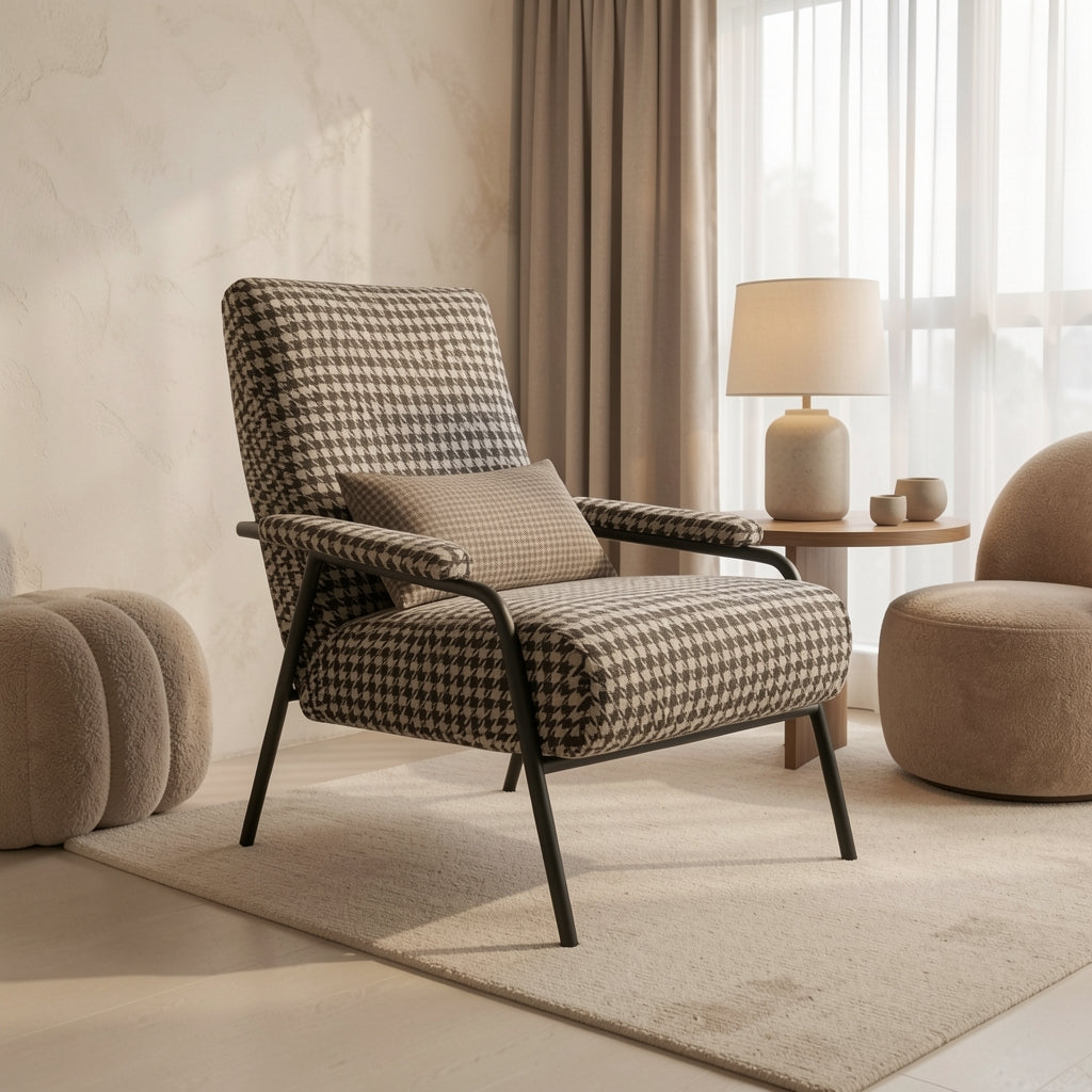 Mid-century Modern Lounge Chair (DYC01) in tonal taupe cocoon