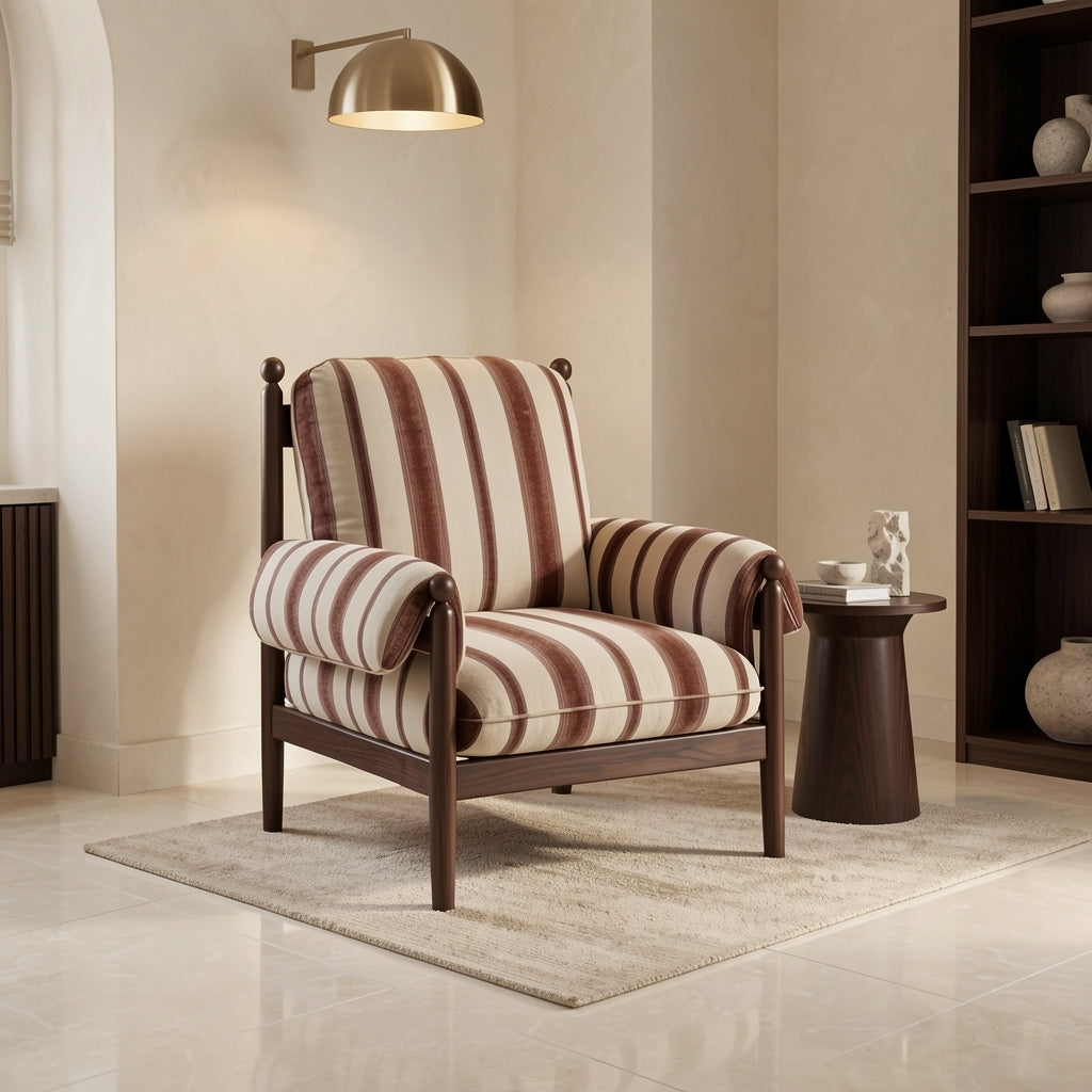 Striped Lounge Chair (赤乌椅) in marble bronze