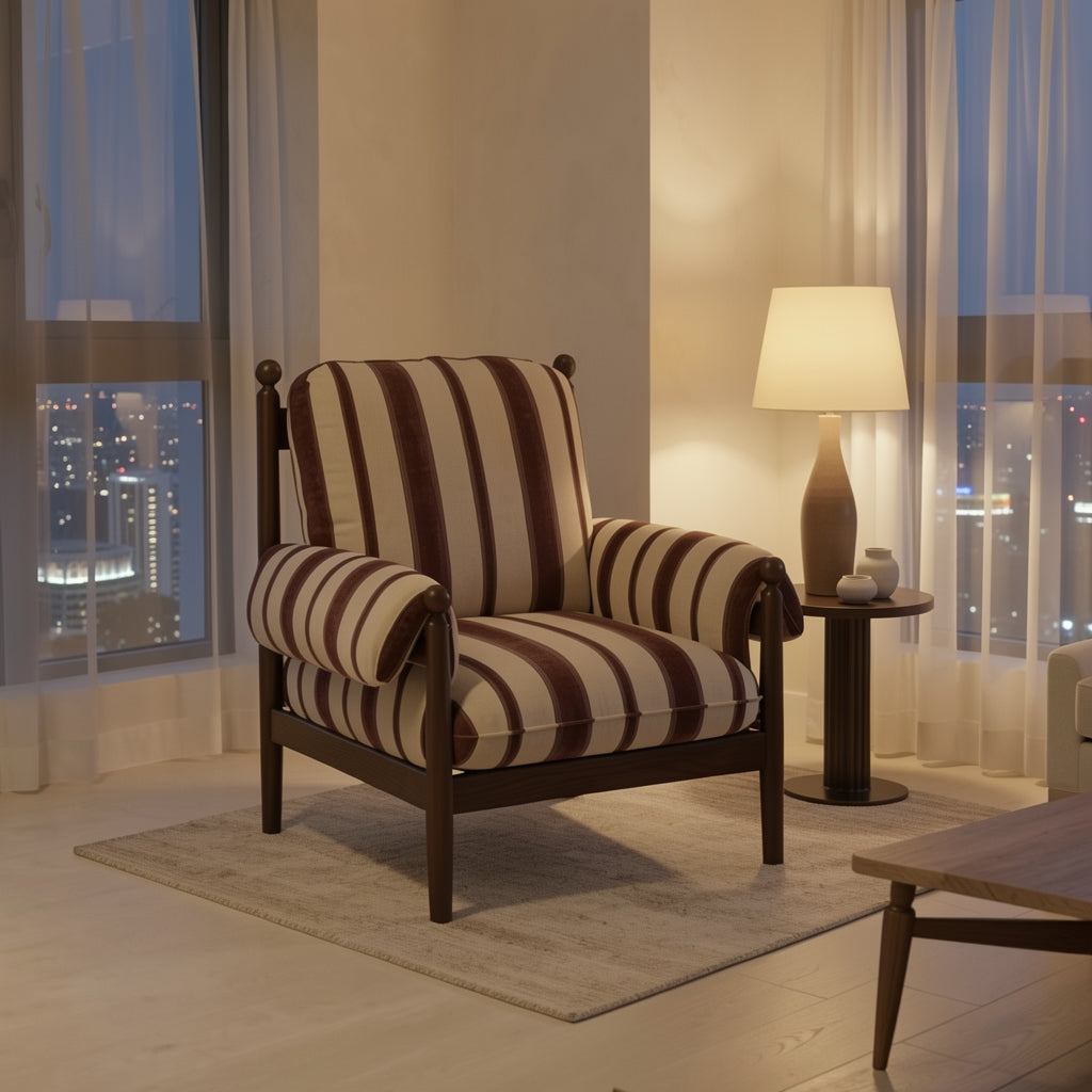 Striped Lounge Chair (赤乌椅) in urban dusk