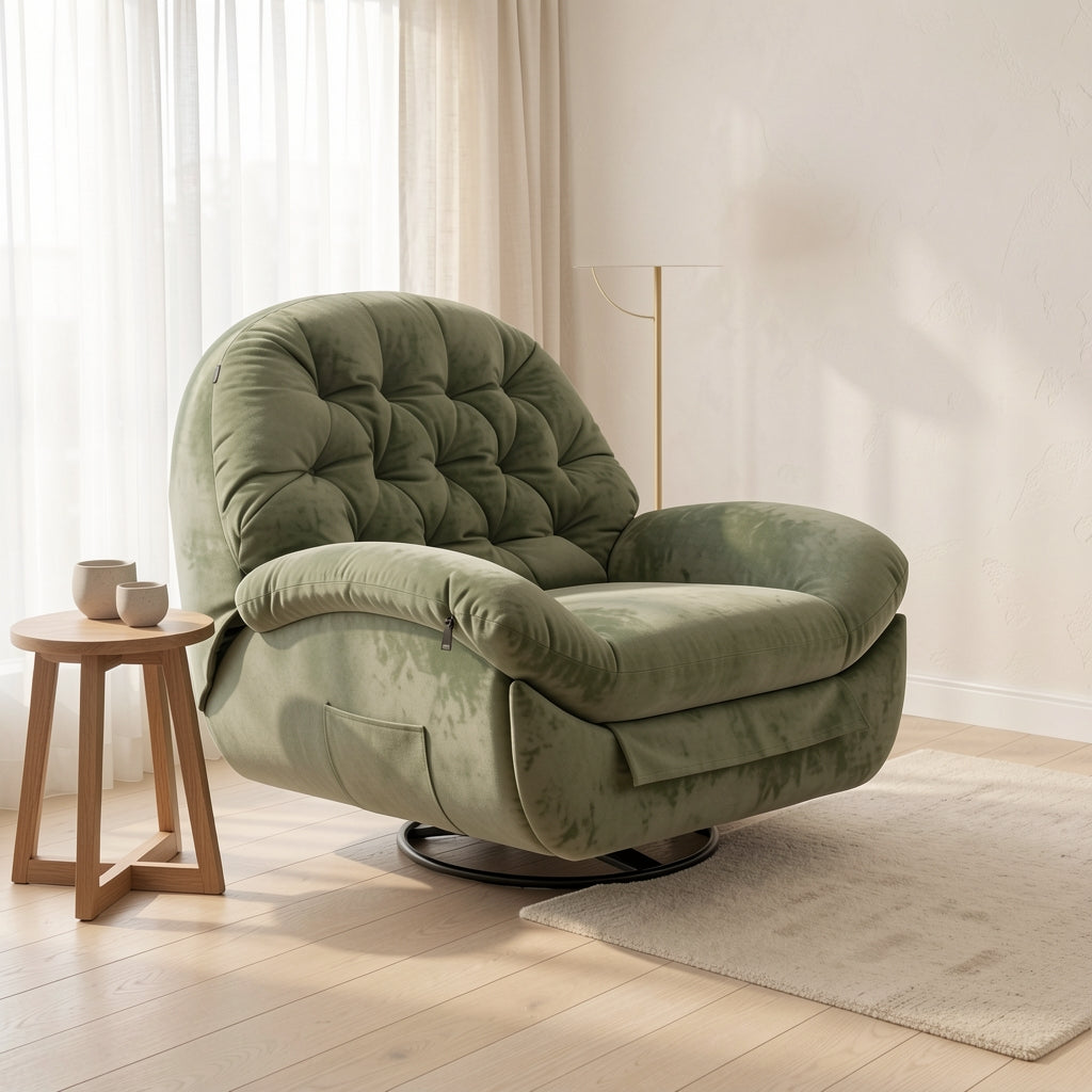 Green Lounge Chair (DYTT电动) in soft oak daylight