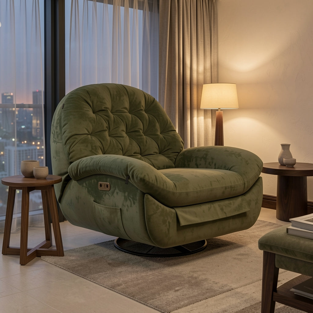 Green Lounge Chair (DYTT电动) in urban dusk