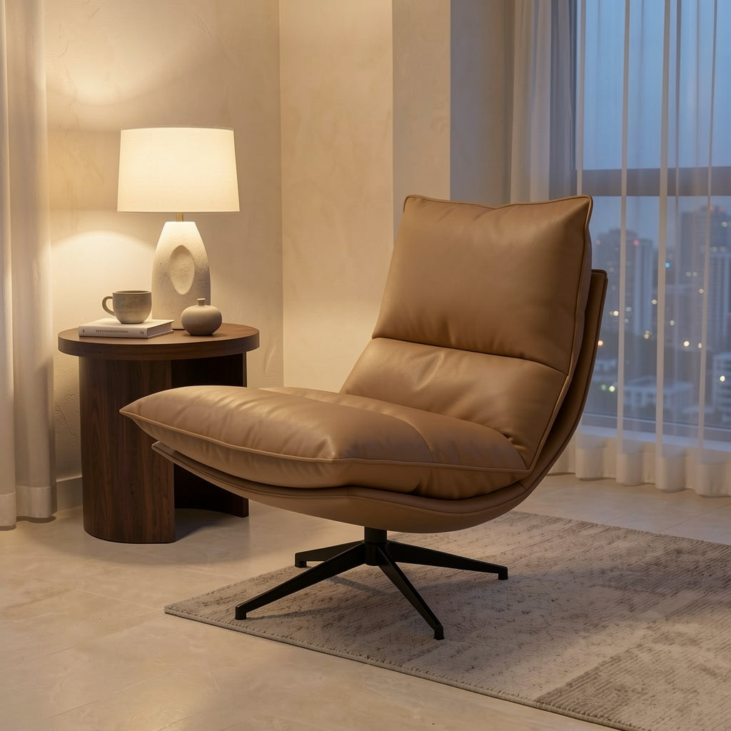 Curved Lounge Chair (H-6139转椅) in urban dusk