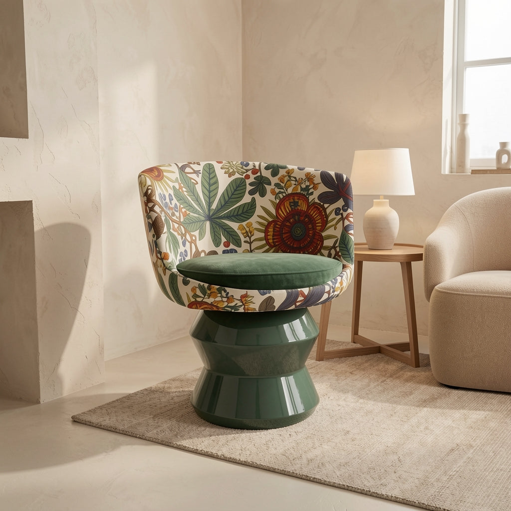 Floral Lounge Chair (DY001) in tonal taupe cocoon