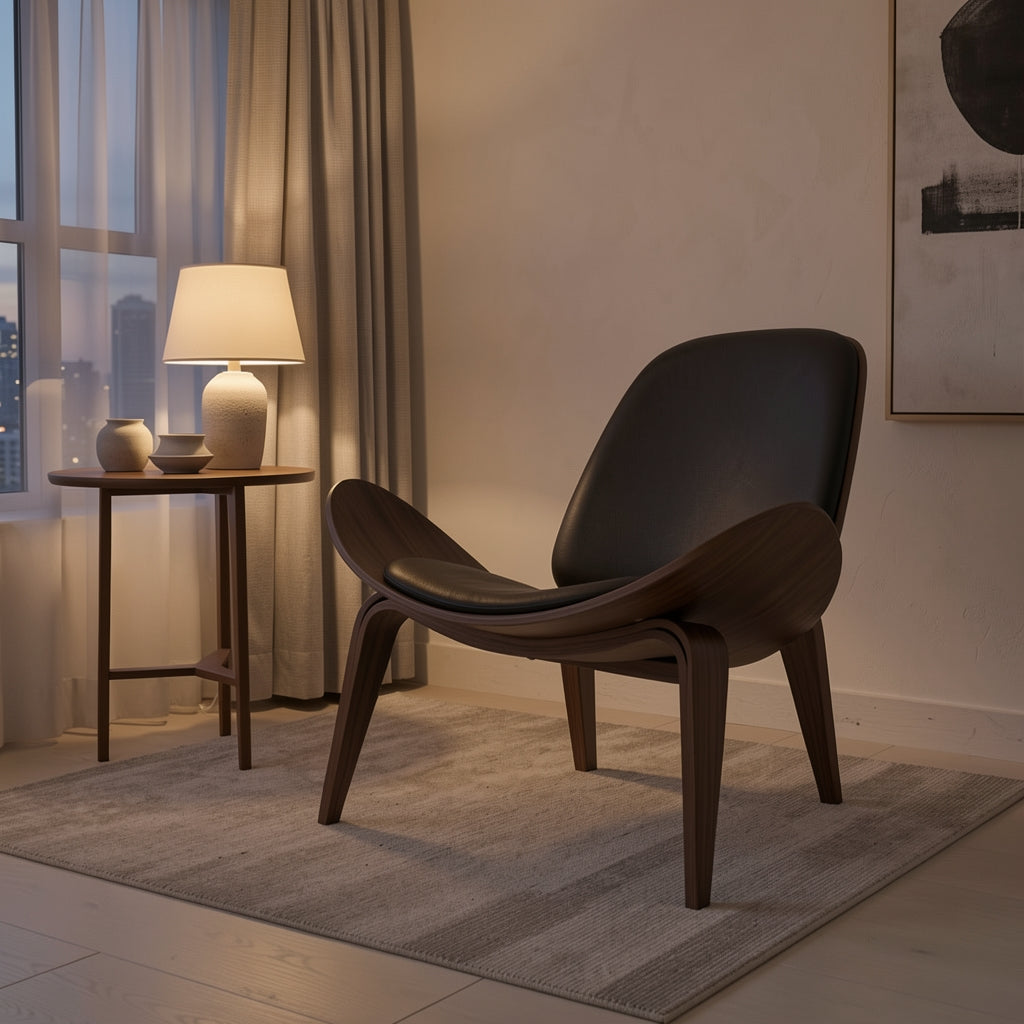 Curved Lounge Chair (飞机椅) in urban dusk