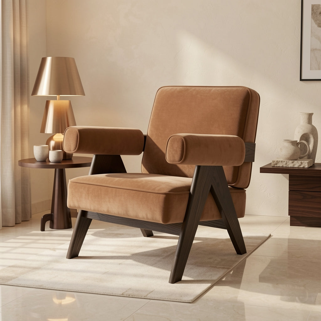 Mid-century Lounge Chair (DY653) in marble bronze