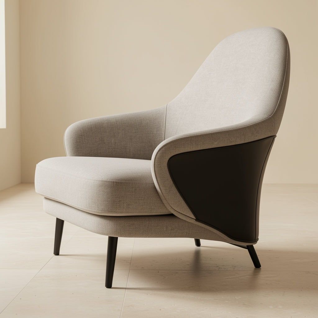 Gray Tweed Lounge Chair (DY920) in left