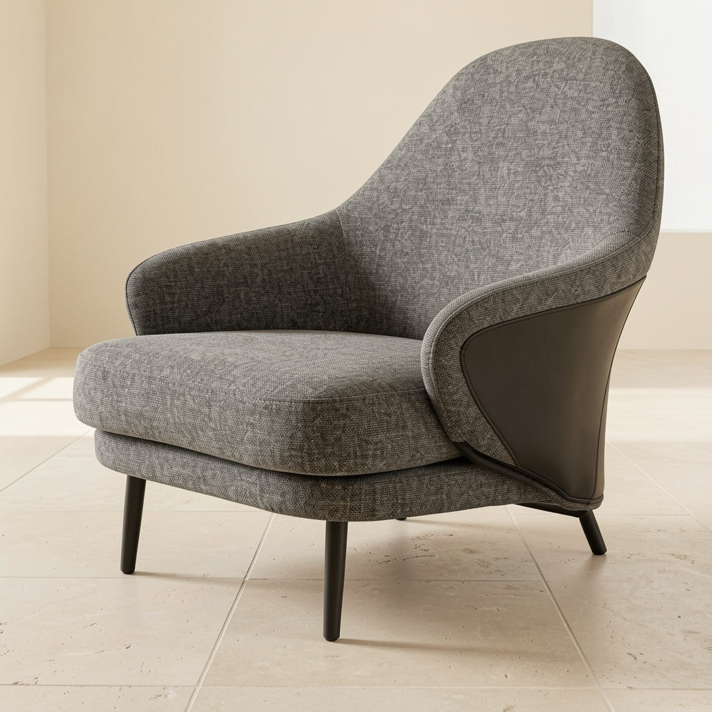 Gray Tweed Lounge Chair (DY920) in low