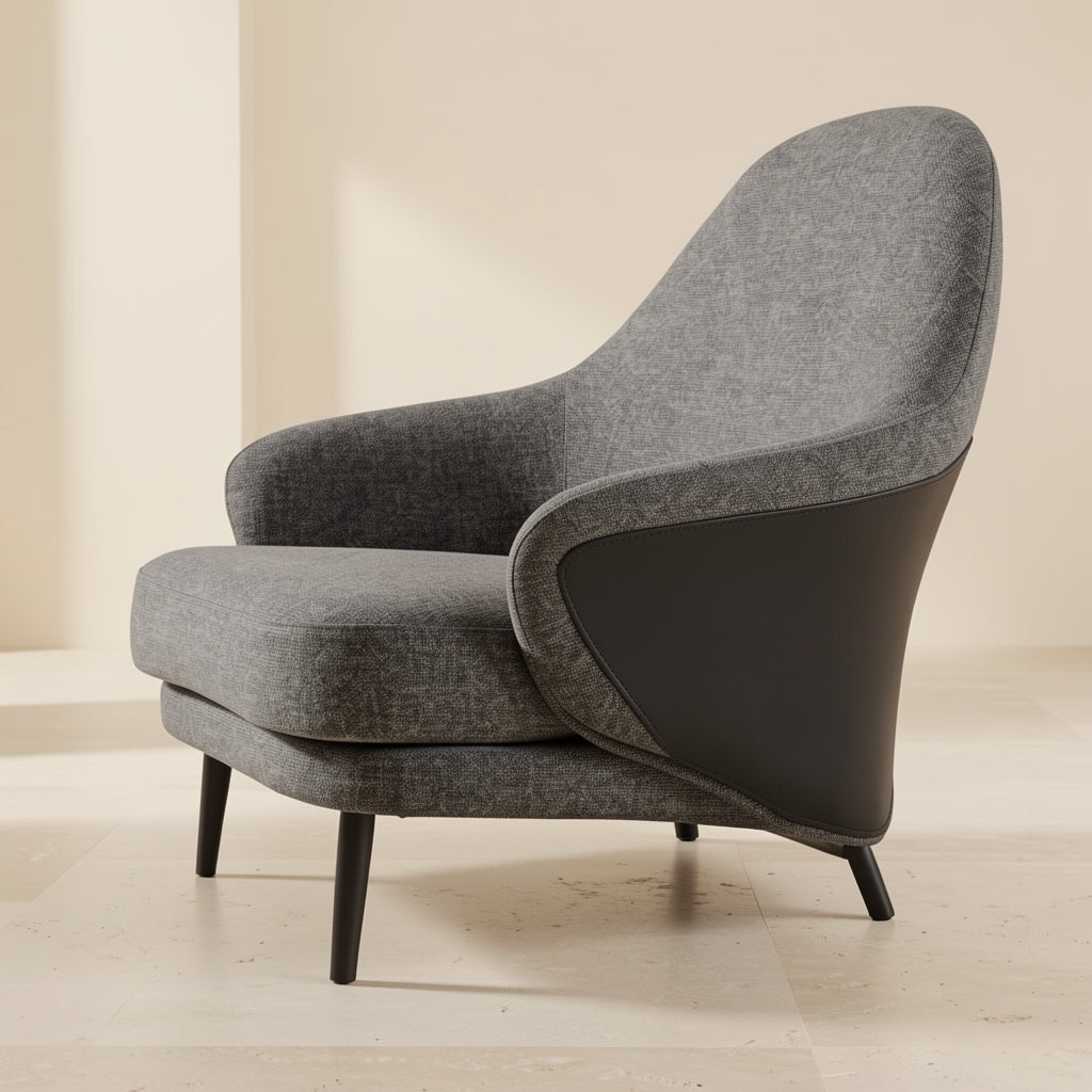 Gray Tweed Lounge Chair (DY920) in right