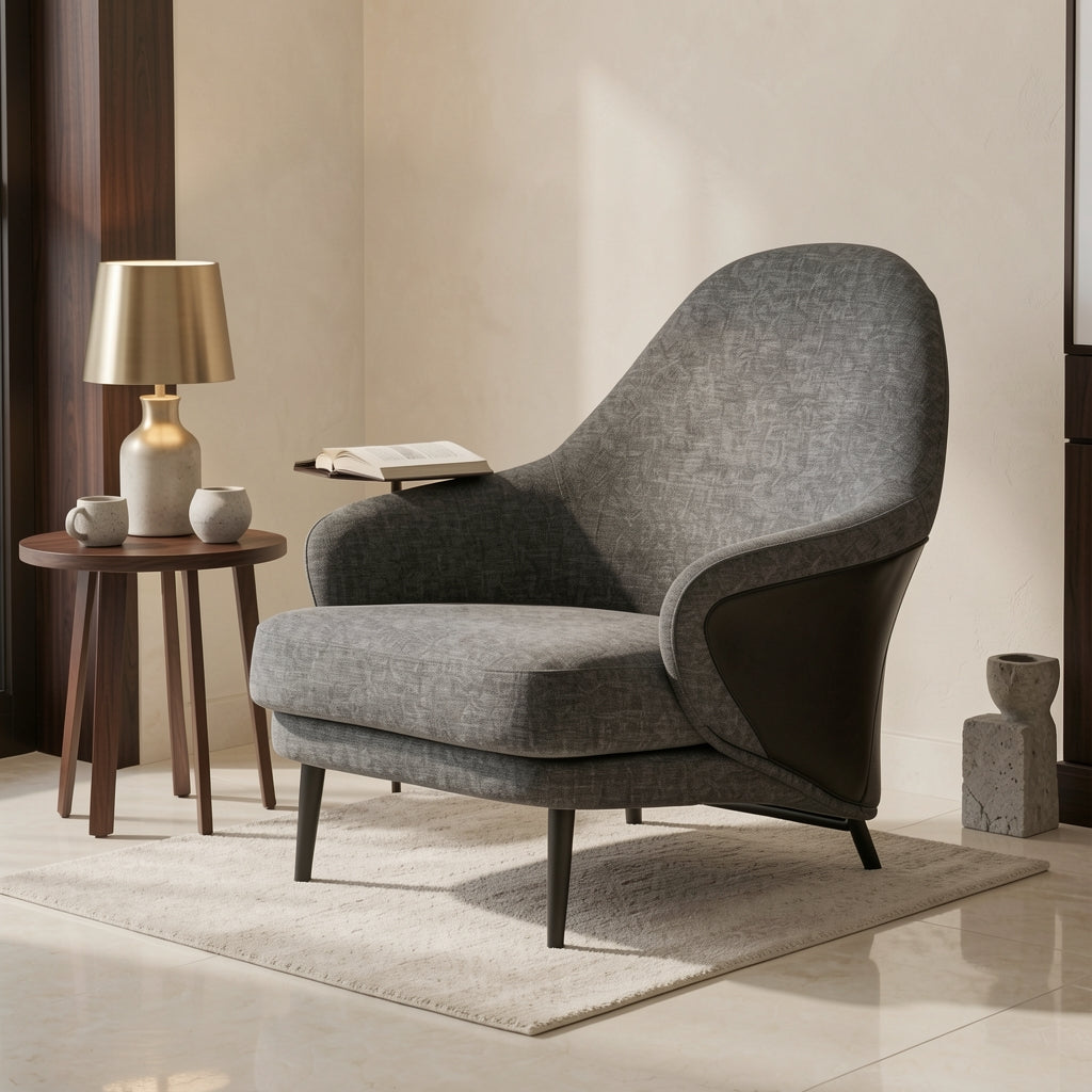 Gray Tweed Lounge Chair (DY920) in marble bronze