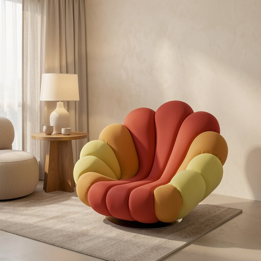 Colorful Lounge Chair (DY海葵转椅) in tonal taupe cocoon