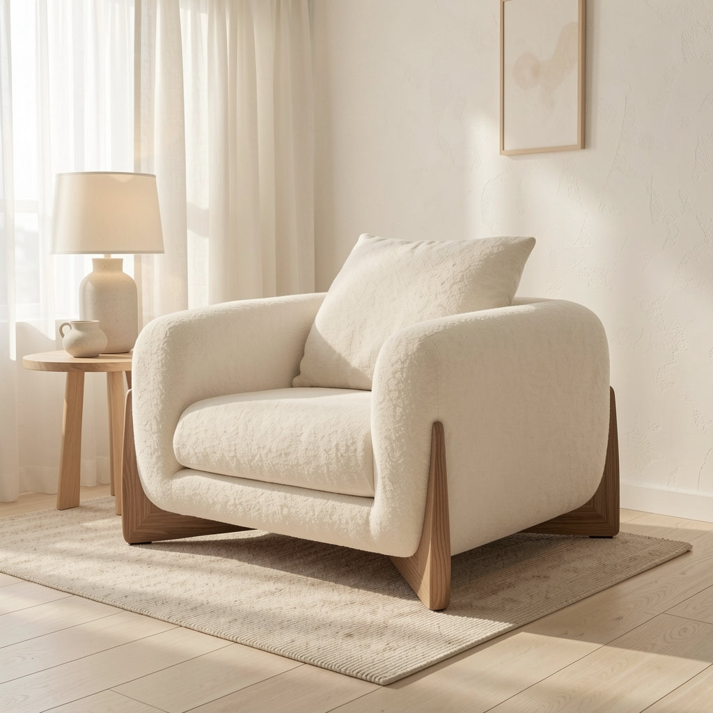 White Square Lounge Chair (DY69) in soft oak daylight