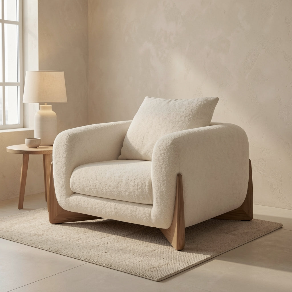 White Square Lounge Chair (DY69) in tonal taupe cocoon