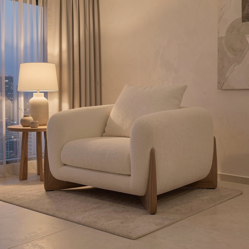 White Square Lounge Chair (DY69) in urban dusk
