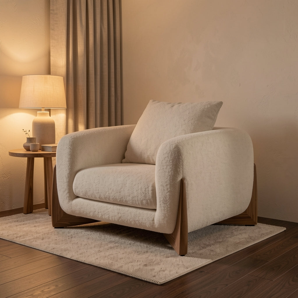 White Square Lounge Chair (DY69) in warm evening walnut