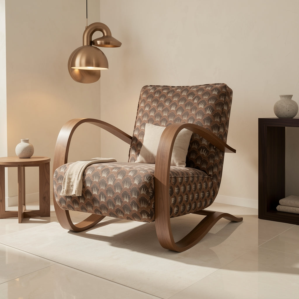 Patterned Lounge Chair (DY631) in marble bronze