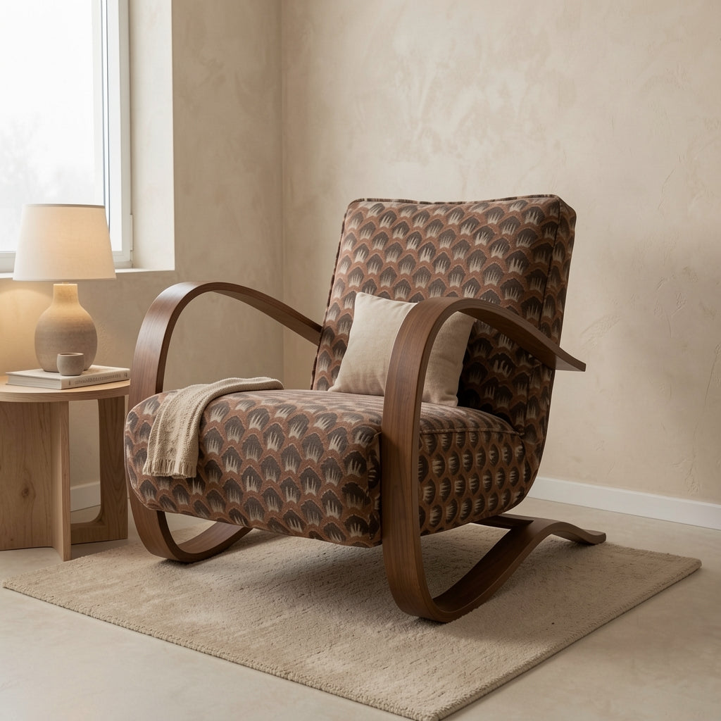 Patterned Lounge Chair (DY631) in tonal taupe cocoon