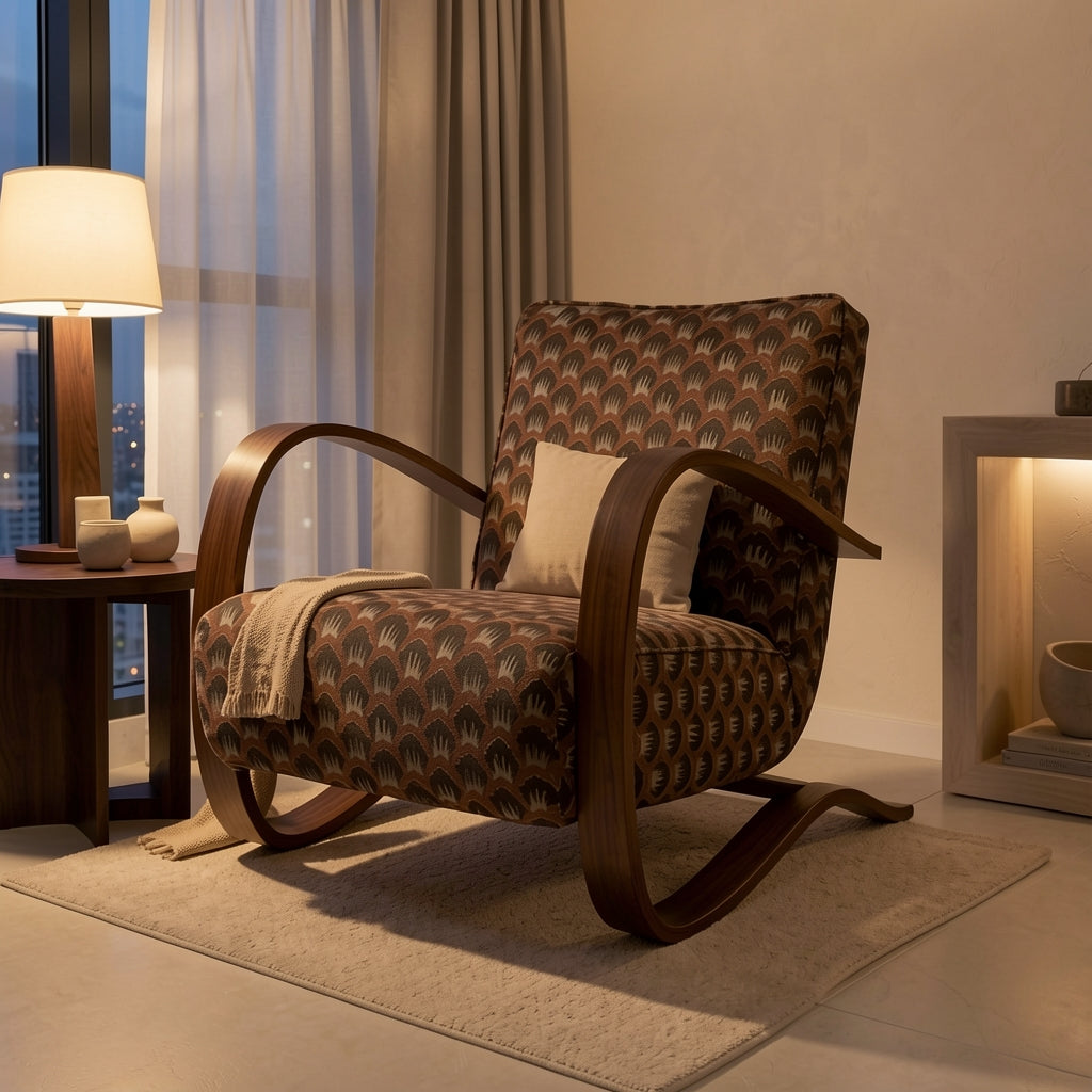 Patterned Lounge Chair (DY631) in urban dusk