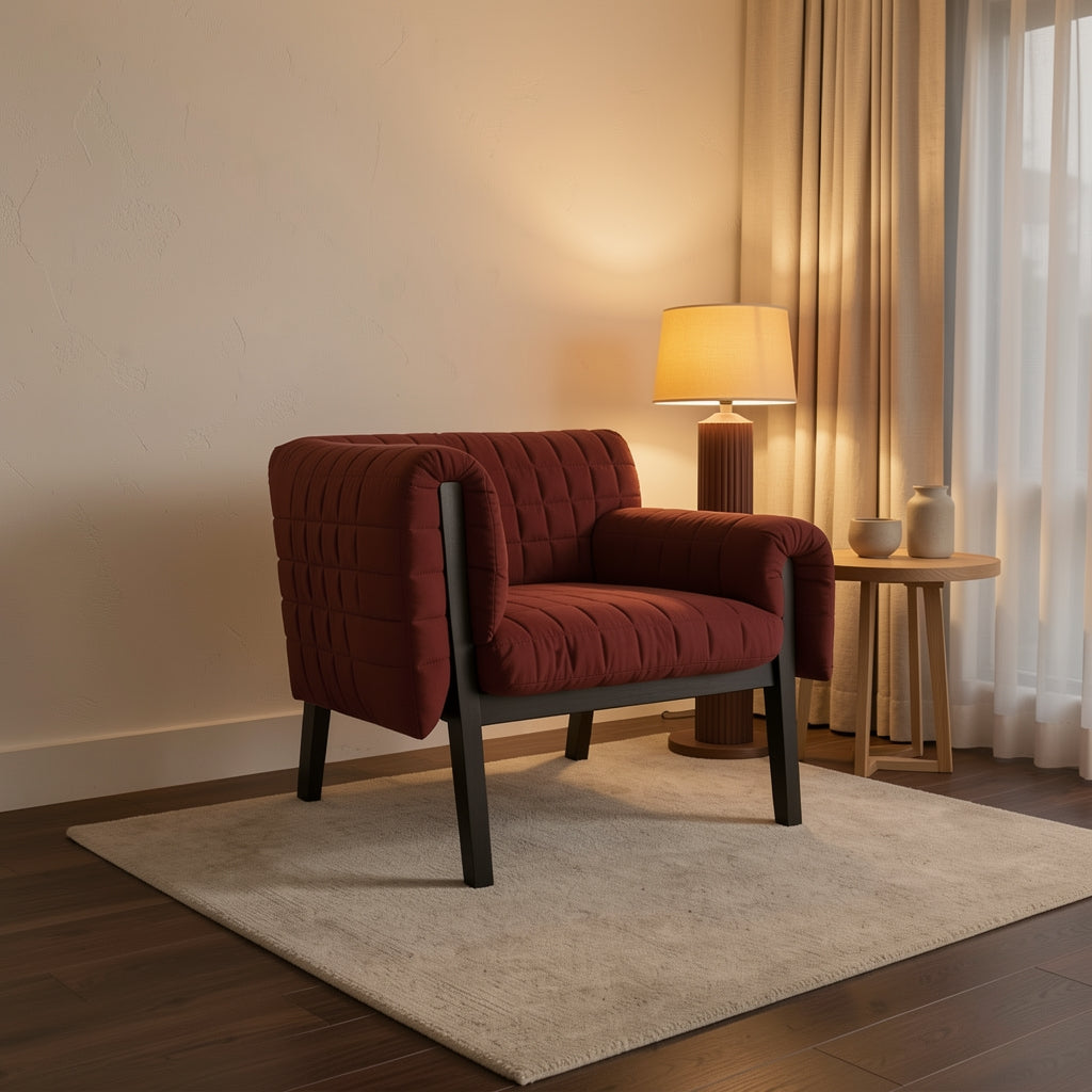 Quilted Lounge Chair (DY647) in warm evening walnut