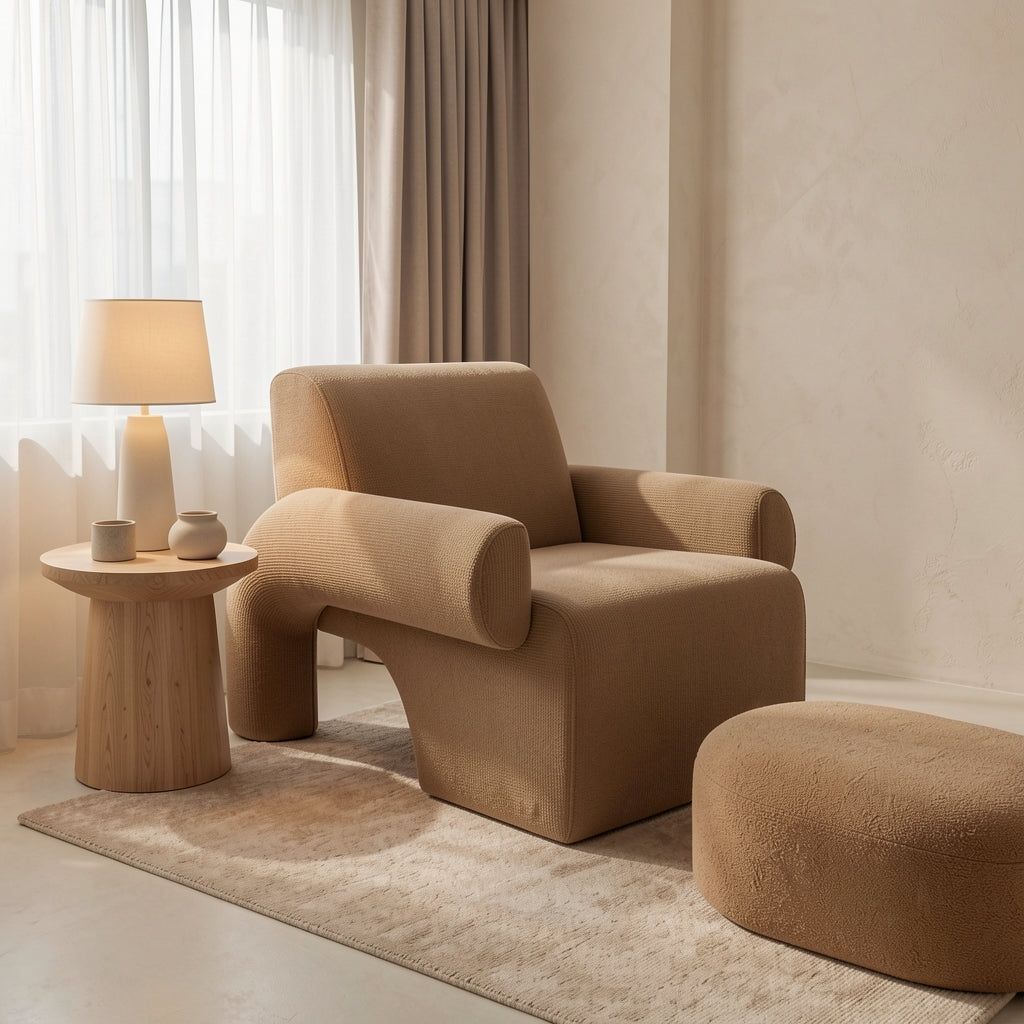 Green Lounge Chair (DY28) in tonal taupe cocoon