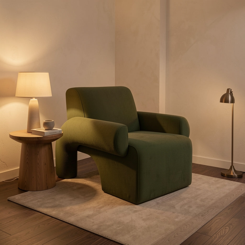 Green Lounge Chair (DY28) in warm evening walnut
