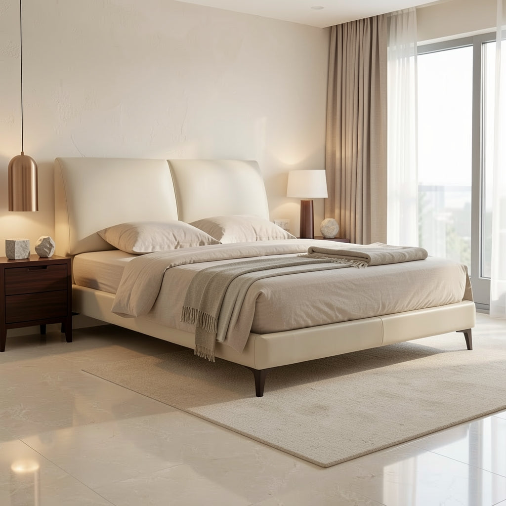 White Bed (DYLX小象耳朵) in marble bronze
