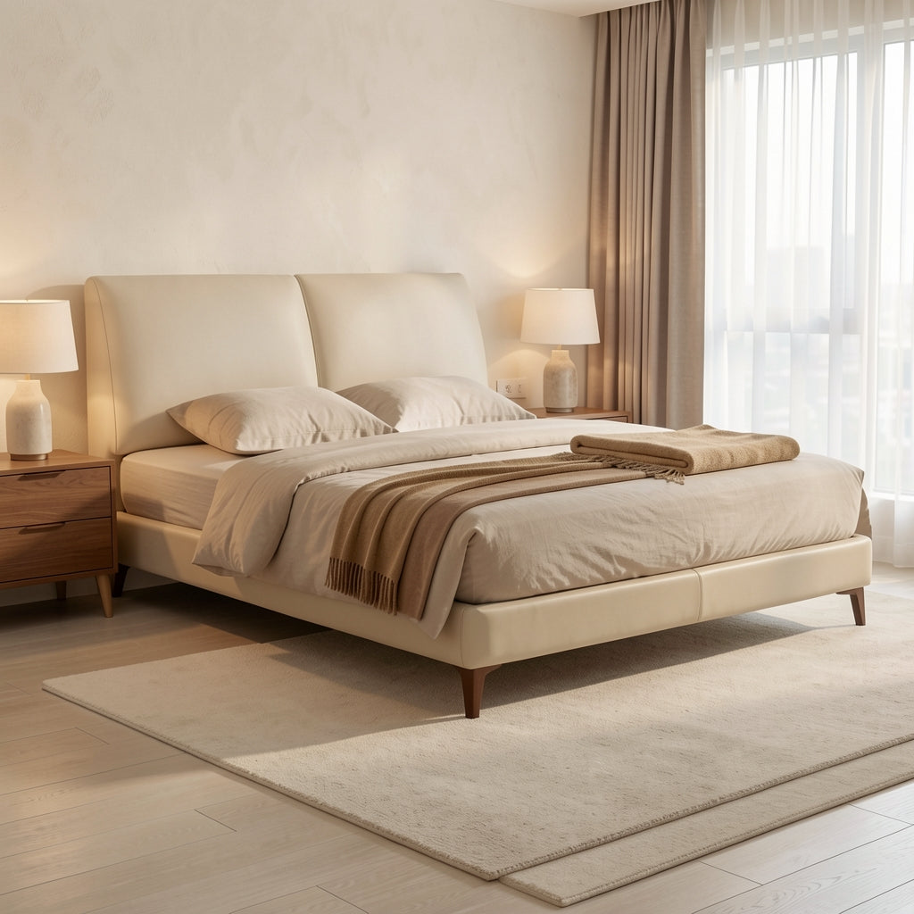 White Bed (DYLX小象耳朵) in tonal taupe cocoon