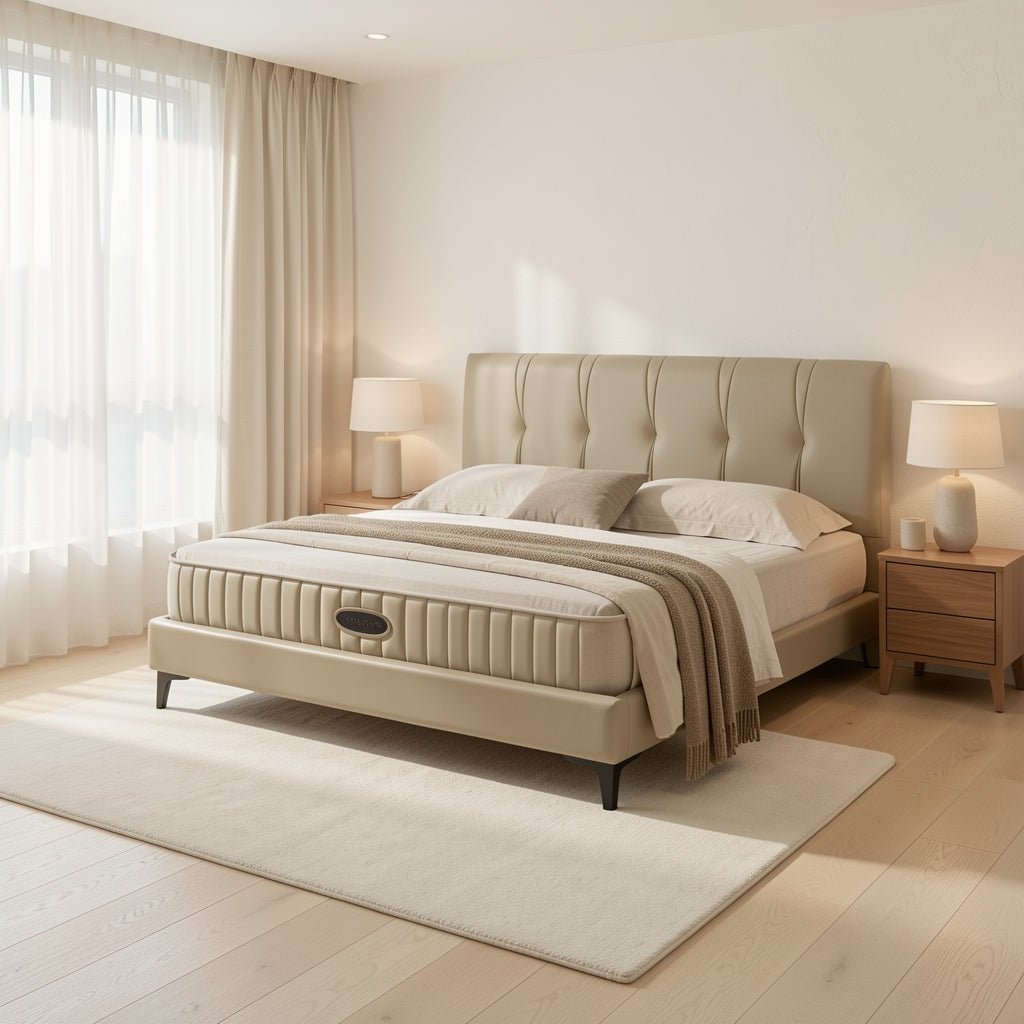 Tufted Bed (DYZ8930) in soft oak daylight