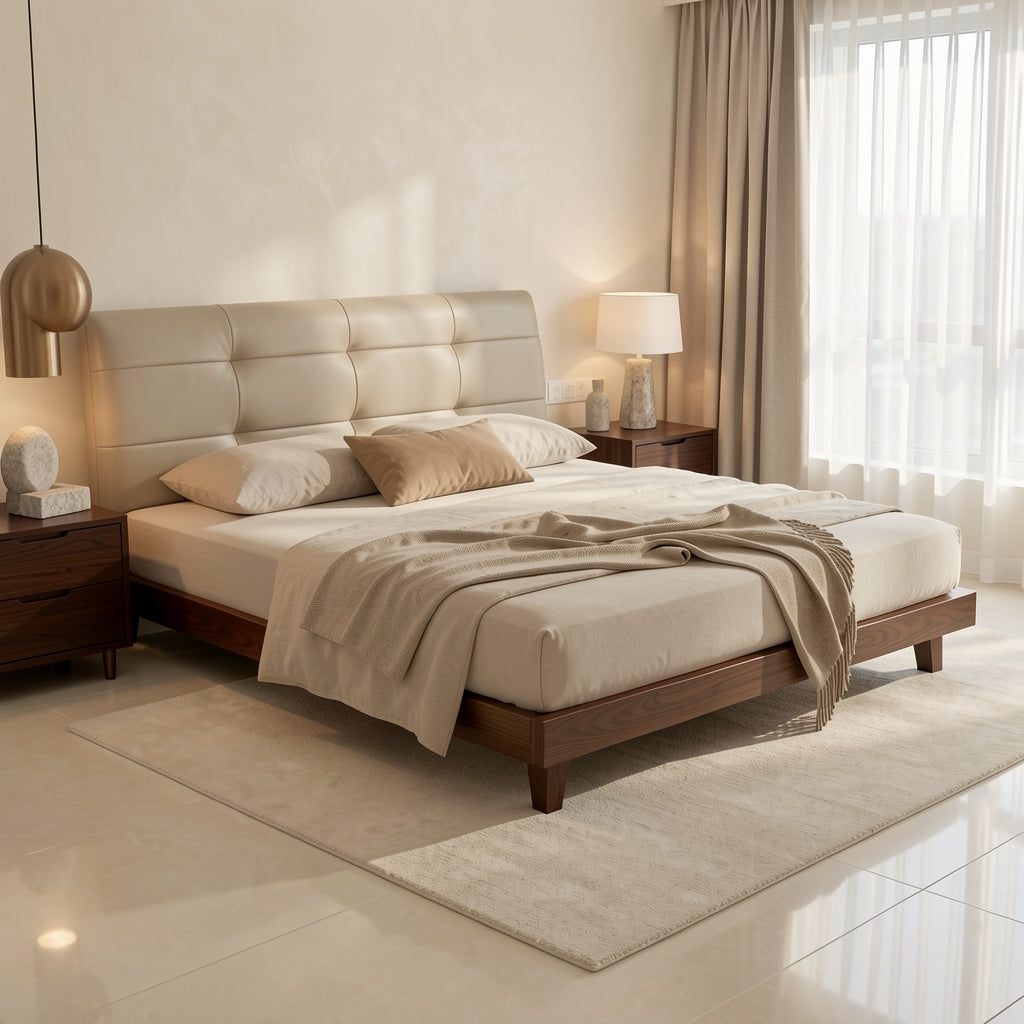 Tufted Low Profile Bed (DYLX仙女) in marble bronze