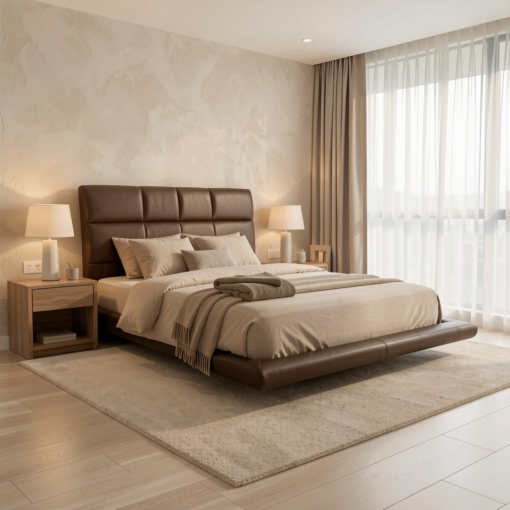 Refined Bed (DYMC-003) in tonal taupe cocoon