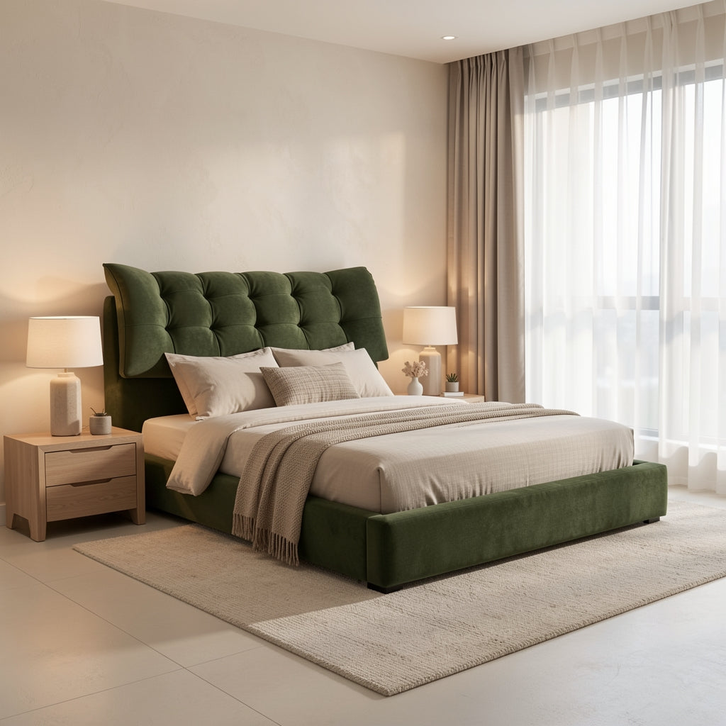 Green Bed (DYX1803齐边) in home staged