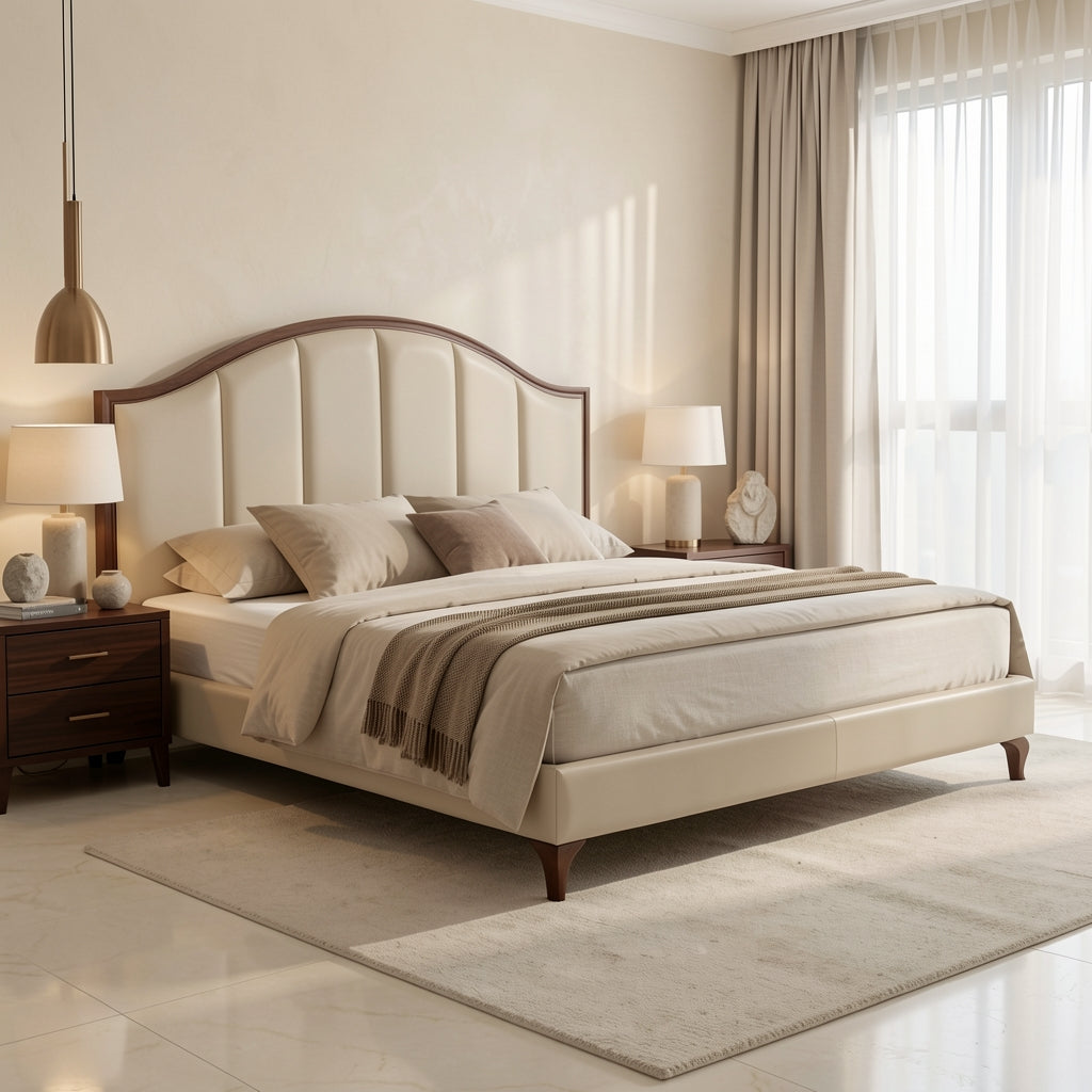 Tufted Headboard Bed (DYLX101) in marble bronze