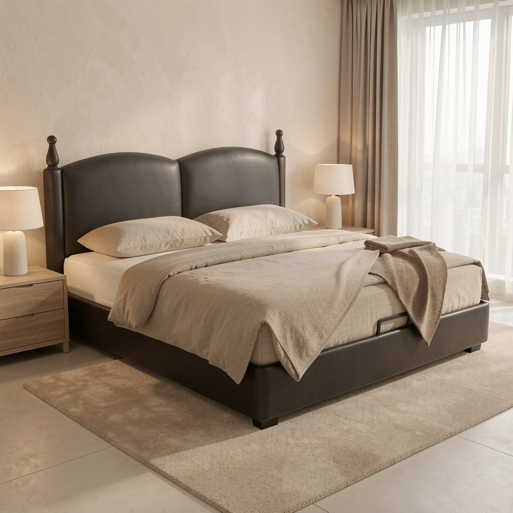 Simple Bed (DYLX104) in tonal taupe cocoon
