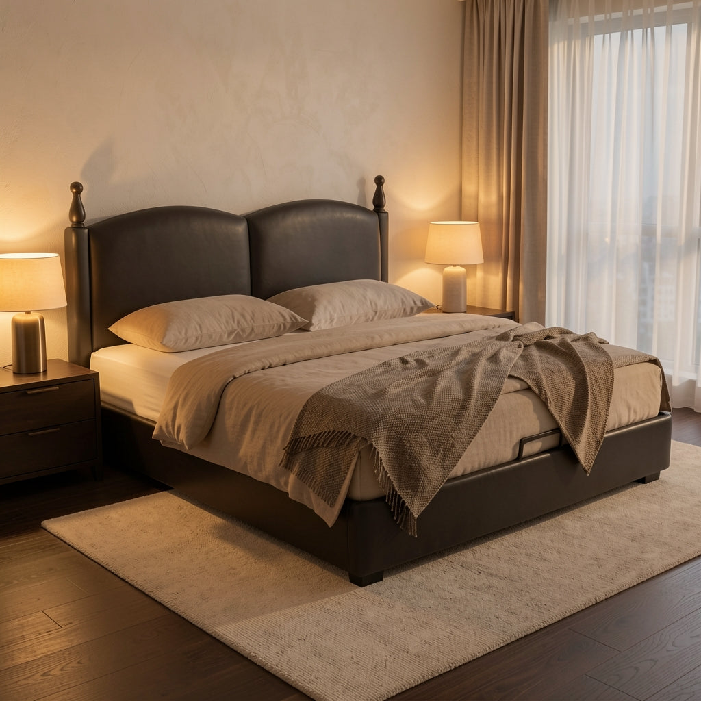 Simple Bed (DYLX104) in warm evening walnut
