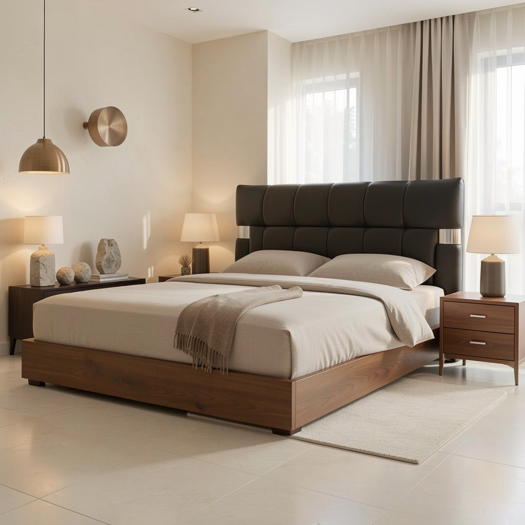 Black Bed (DYMS208) in marble bronze