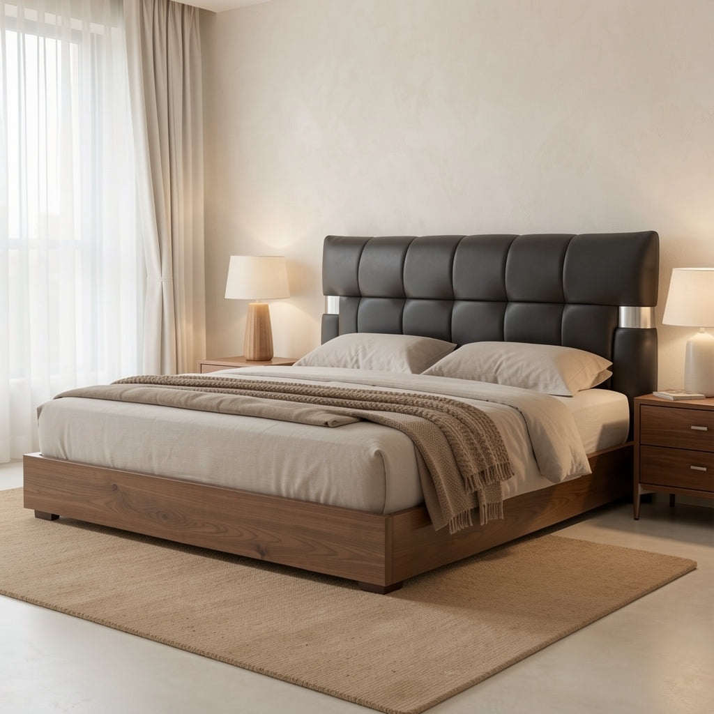 Black Bed (DYMS208) in tonal taupe cocoon
