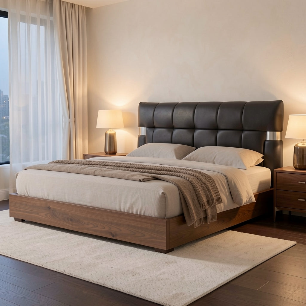 Black Bed (DYMS208) in warm evening walnut