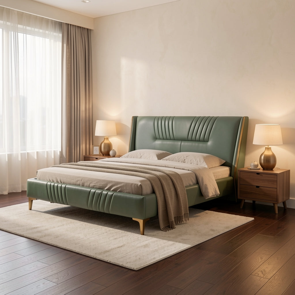 Tufted Bed (JUDS24) in warm evening walnut