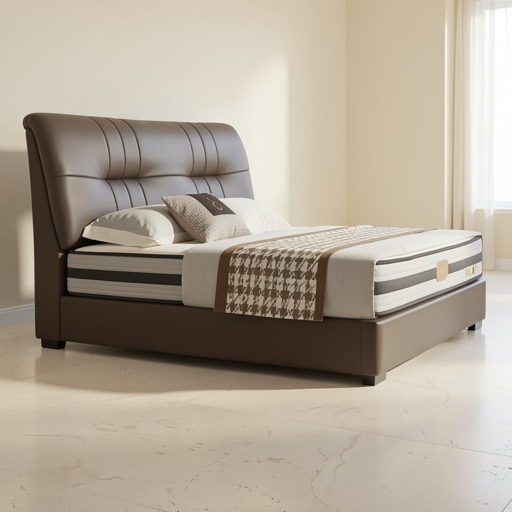 Brown Houndstooth Bed (DYZ8912) in left